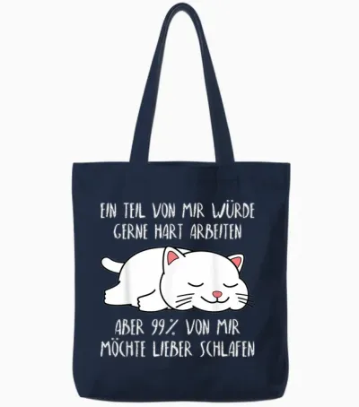 Funny Slope Slogan Cat Sleep Shirt Women's Men's T-Shirt, Black Tote Bags - Navy