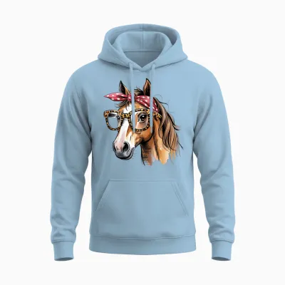 Braunes Pferd Süßes Motiv Pferde Mädchen Stall Und Reiten Unisex Hoodie - Light Blue