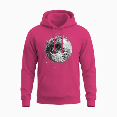 Black and White Disco Ball Club Retro Unisex Hoodie - Heliconia