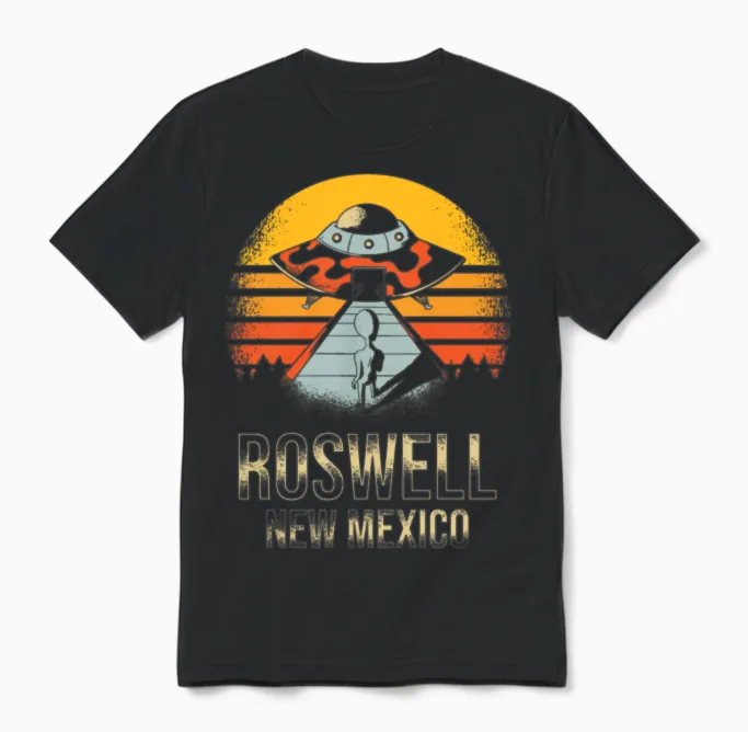 Roswell New Mexico Ufo Alien Unisex T-Shirt - Black