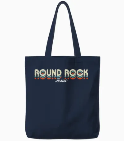 Retro Round Rock Texas Tote Bags - Navy