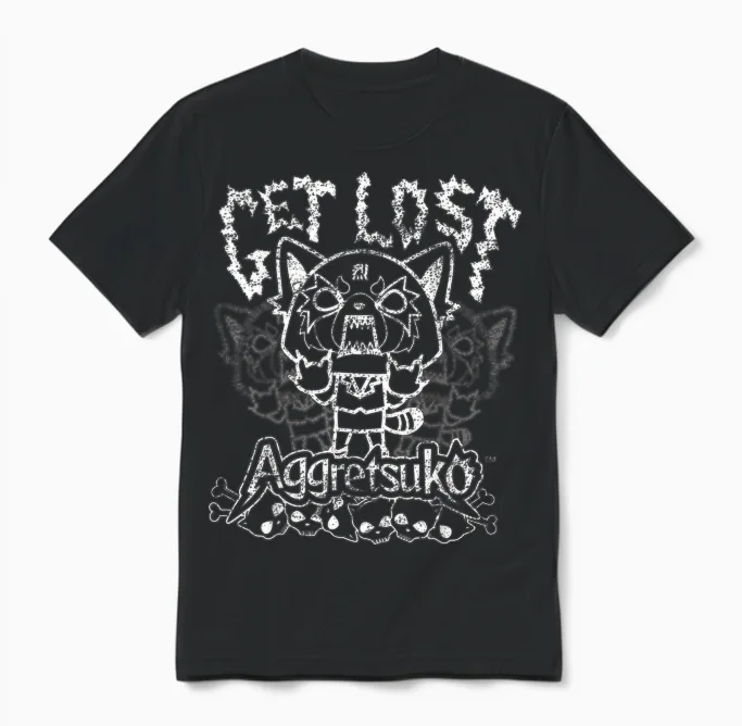 Aggretsuko "get Lost" Rage Unisex T-Shirt in Black