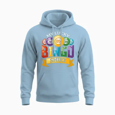 My Lucky Bingo T-Shirt Funny Bingo Playerlong,slee Unisex Hoodie - Light Blue
