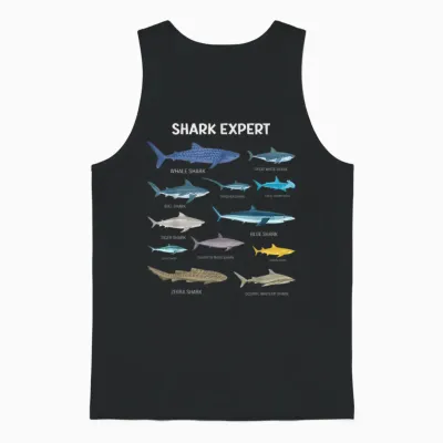 Shark Species Tee for Men , Kids & Toddler Boys Shark Unisex Tank Top - Black