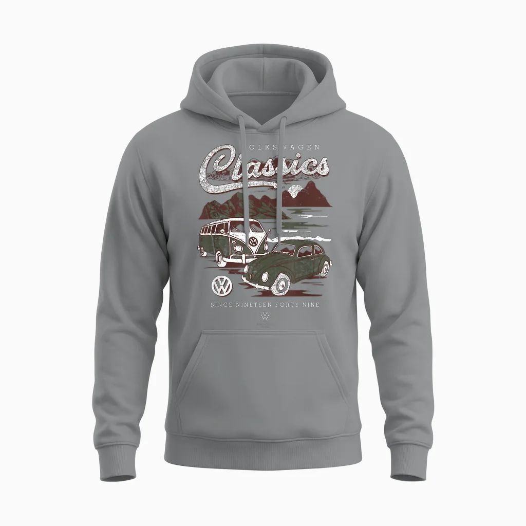 Volkswagen Type 2 T1 Campervan & Beetle Classics Father's Day Unisex Hoodie in Sport Grey