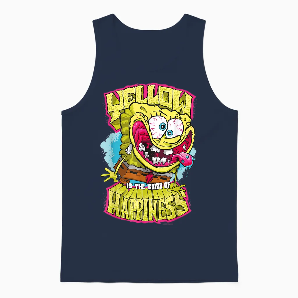 Sponge Bob - Squarepants Yellow Is the Color of Happiness T-Shirt, Black, S Unisex Tank Top in Navy