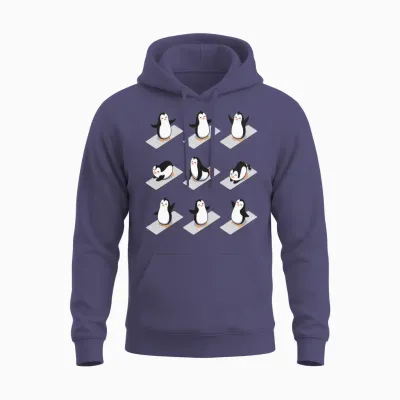 Penguin Yoga Funny Unisex Hoodie - Heather Sport Dark Navy