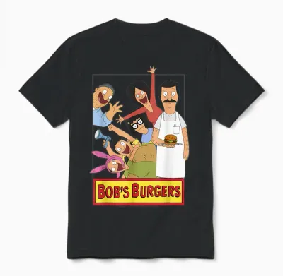 Bob's Burgers Family Shot & Teddy Logo Unisex T-Shirt - Black