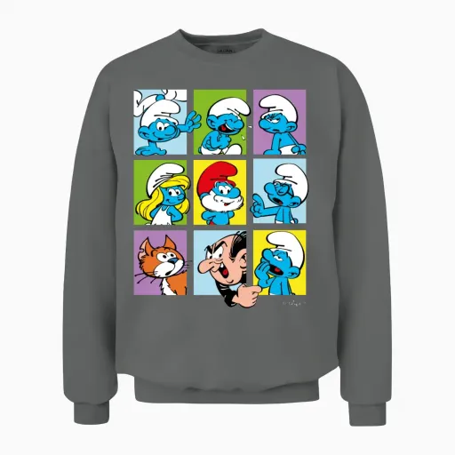 The Smurfs Gift Tiles Unisex Sweatshirt in Graphite Heather