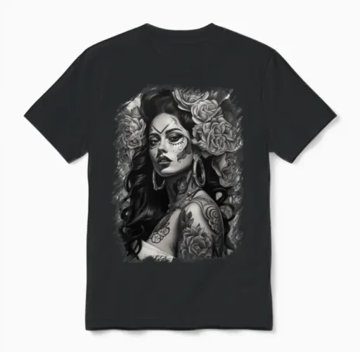 Chicana Mexican American Pride Hispanic Culture Unisex T-Shirt in Black