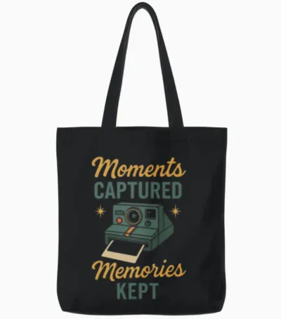Retro Camera Club Analog Photography Film Roll Tote Bags - Black