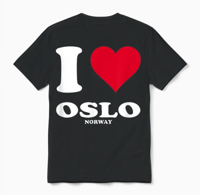 Red Heart I Love Oslo Unisex T-Shirt in Black