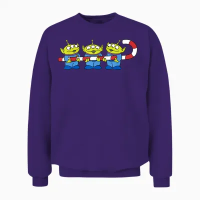 Disney Pixar Toy Story Aliens Candy Cane Christmas Unisex Sweatshirt - Purple