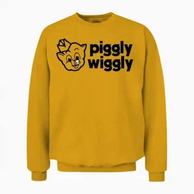 Piggy Cute Outline Logo Unisex Sweatshirt - Gold