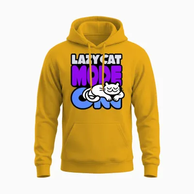 Lazy Cat Mode: on – Funny Cat Lover Unisex Hoodie - Gold