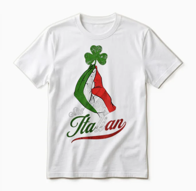 Funny Still Italian Shamrocks Hand Clover St Patricks Day Unisex T-Shirt in White