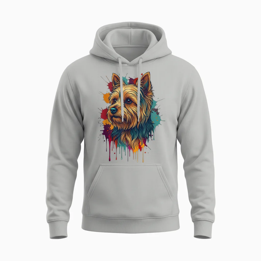 Yorkshire Terrier Coloré Unisex Hoodie in Ash