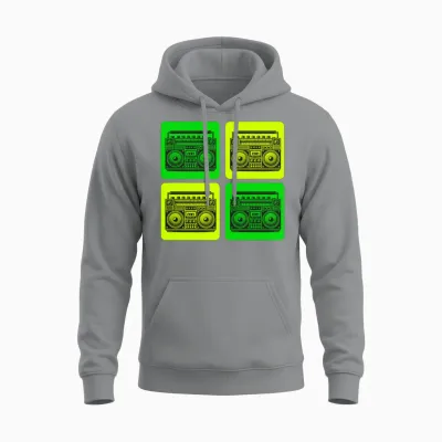Retro Boombox Vibes Unisex Hoodie - Sport Grey