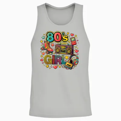 Fun Times Girl's 80s Retro Roller Skates Unisex Tank Top - Ash