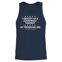 I Identify as a Conspiracy Theorist My Pronoun Are Unisex Tank Top - Navy – 2