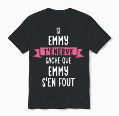 Gift Woman Humor Personalised Name Emmy Unisex T-Shirt - Black