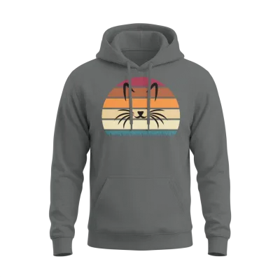 Retro Cat Unisex Hoodie - Graphite Heather