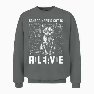 Schrödingers Cat Dead and Alive Physics Teacher T-Shirt, Black, S Unisex Sweatshirt - Graphite Heather