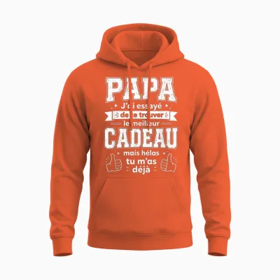 Fete Des Peres Idea Personalise for Dad Unisex Hoodie - Orange