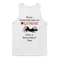 Old Man with a Recumbent Trike Unisex Tank Top - White – 1