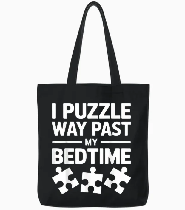 Puzzler Puzzles Puzzle Drôle Tote Bags in Black