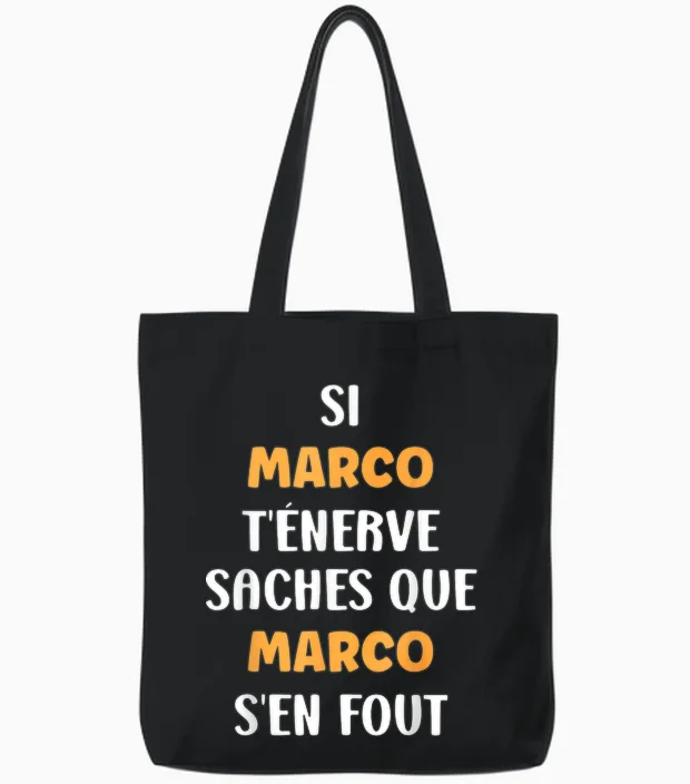 Name Marco Humour Marco Tote Bags in Black