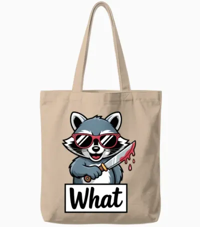 Funny Raccoon in Sunglasses Meme Tote Bags - Natural