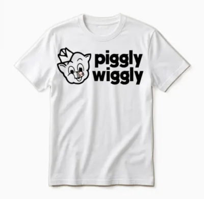 Piggy Cute Outline Logo Unisex T-Shirt - White