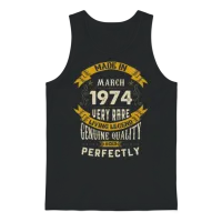 March 1974 Vintage Birthday Present Unisex Tank Top - Black – 1
