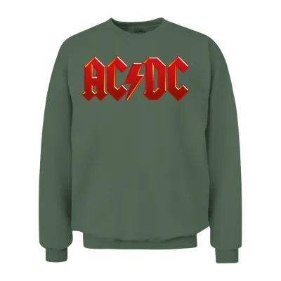 Ac/dc Classic Logo with Lightning Bolt Unisex Sweatshirt - Military Green