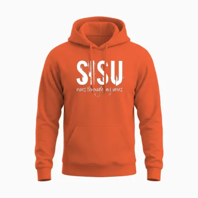 Sisu Runs Through My Veins Finland Finnish Novelty Unisex Hoodie - Orange