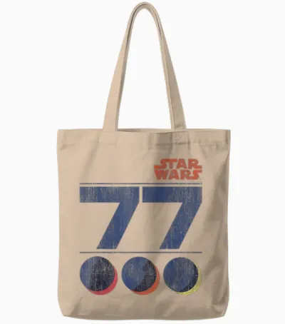 Star Wars Retro 77 Death Star T-Shirt, White Tote Bags - Natural