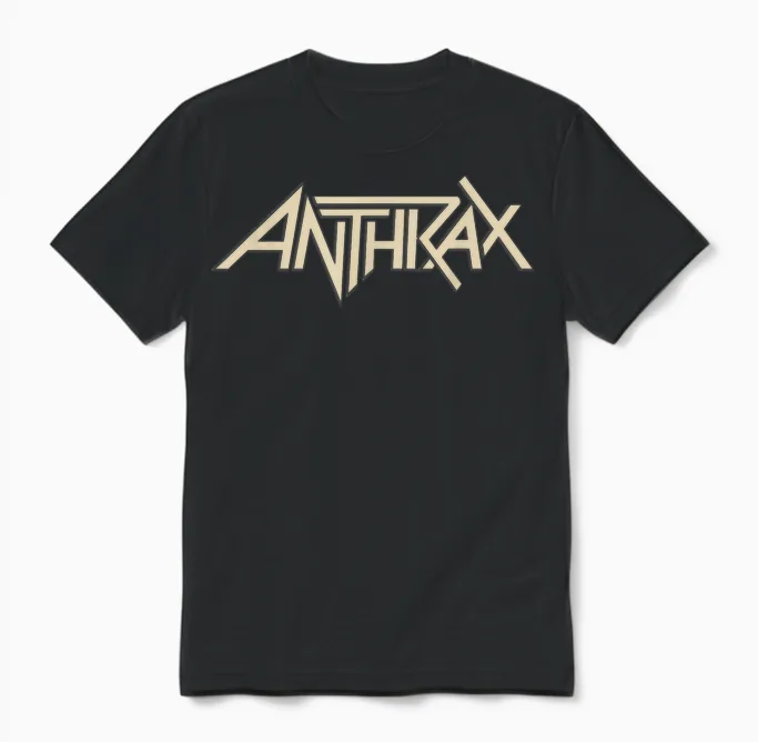 Anthrax Tan Logo T-Shirt, Brown Unisex T-Shirt in Black
