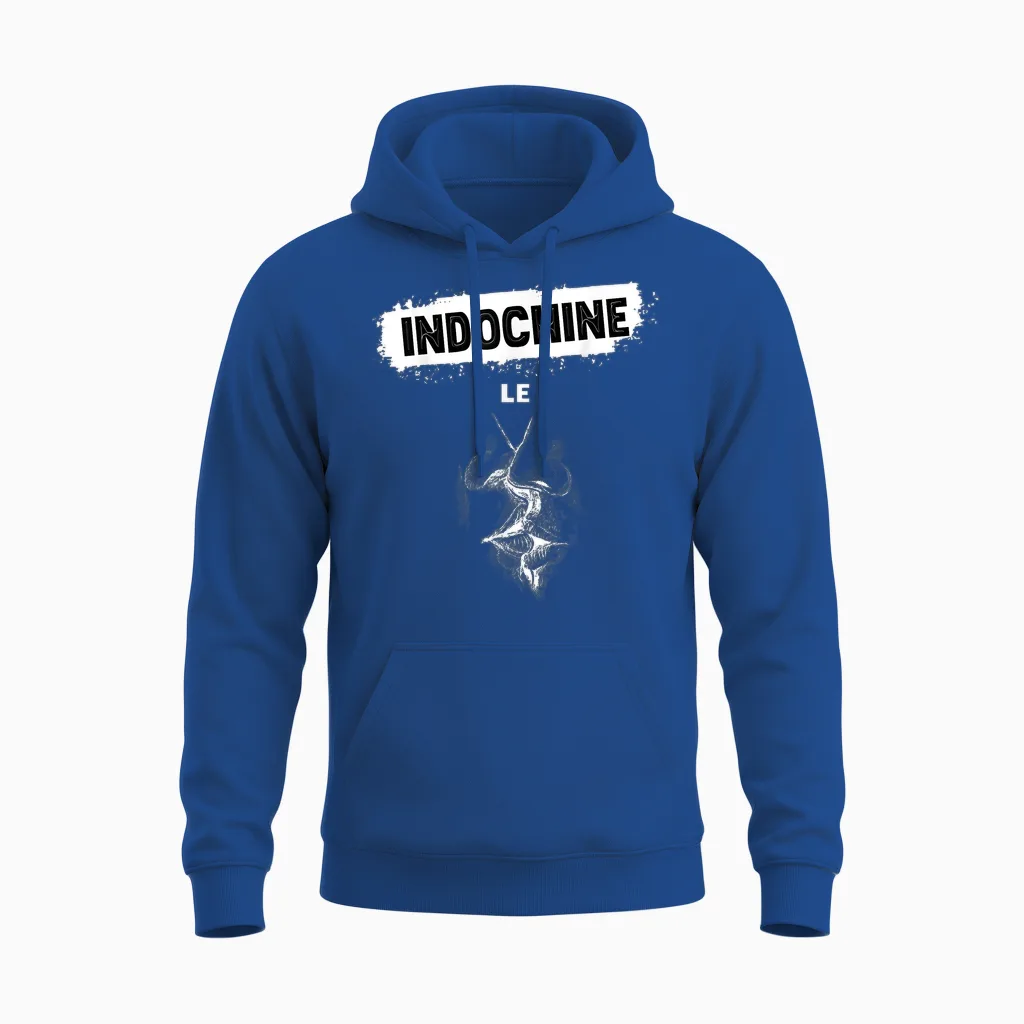 The Kiss of Indochina Passion Love Music Man Woman T-Shirt, Black, S Unisex Hoodie in Royal
