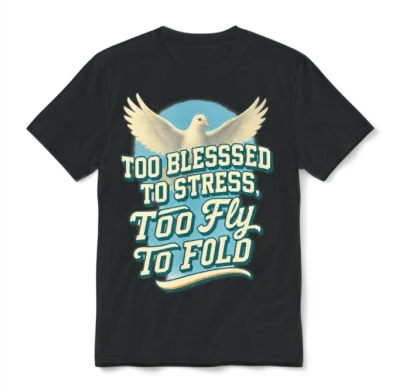 Too Blessed to Stress Dove Vibes Unisex T-Shirt - Black