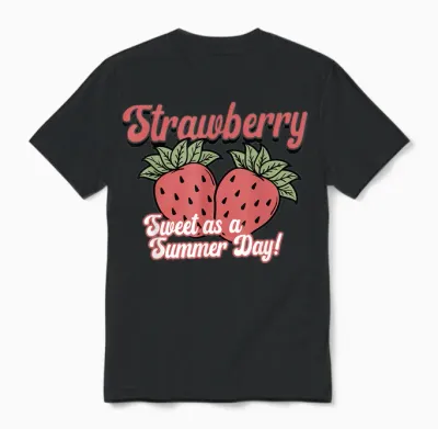 Sweet as a Summer Day for Lovers of Strawberries and Fruits Retro Unisex T-Shirt - Black