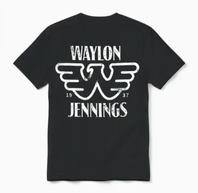 Waylon Jennings - Official Merchandise - Flying W Vintage Unisex T-Shirt - Black