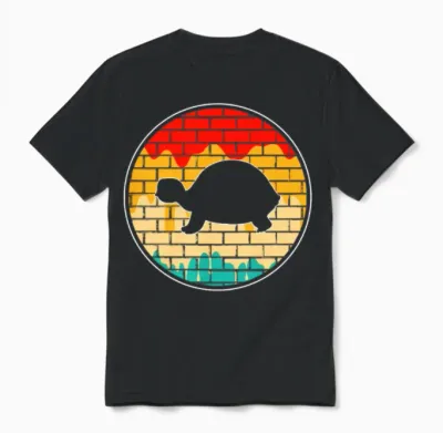 Turtle Retro Unisex T-Shirt - Black