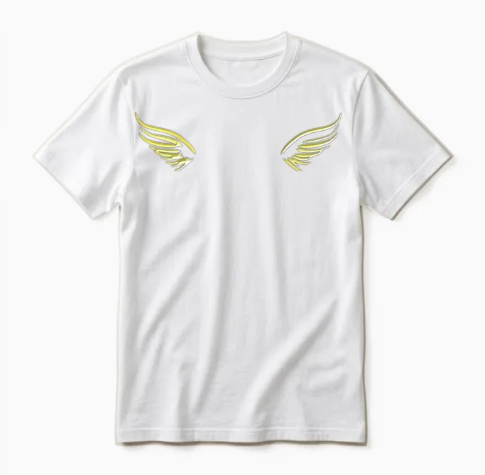 Golden Wings Flying Angel Glitter Unisex T-Shirt in White