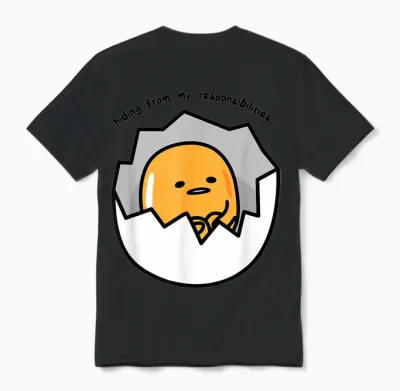 Gudetama the Lazy Egg Hiding from Responsibilities Unisex T-Shirt - Black