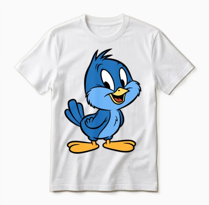 Lil Blue Bird of Happiness - Lovers Unisex T-Shirt in White