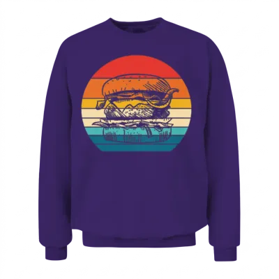 Burger Retro Vintage Unisex Sweatshirt - Purple