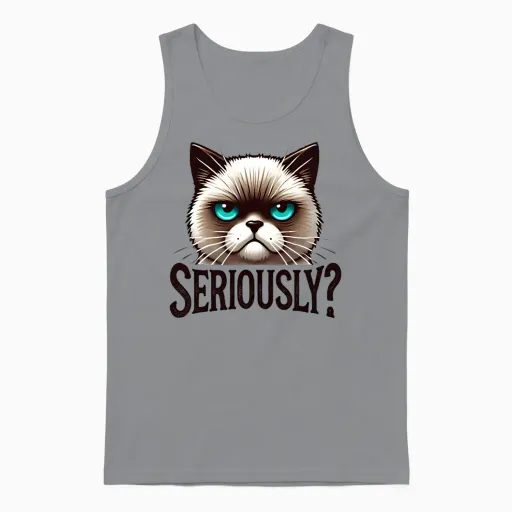 Grumpy Cat Funny Seriously Funny Design Unisex Tank Top - Sport Grey
