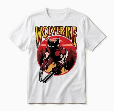 Marvel X-Men Wolverine Retro-Videospiel, Kreisförmiges Portraitlogo Unisex T-Shirt - White