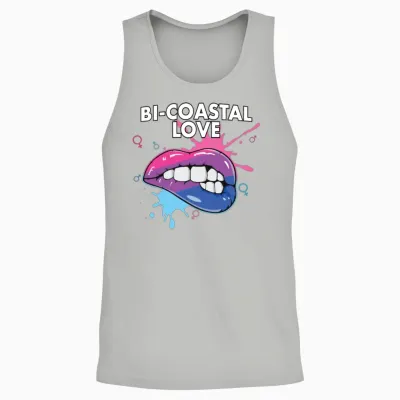 Bi-Coastal Love Bisexual Rainbow Pride Bisexuality Unisex Tank Top - Ash